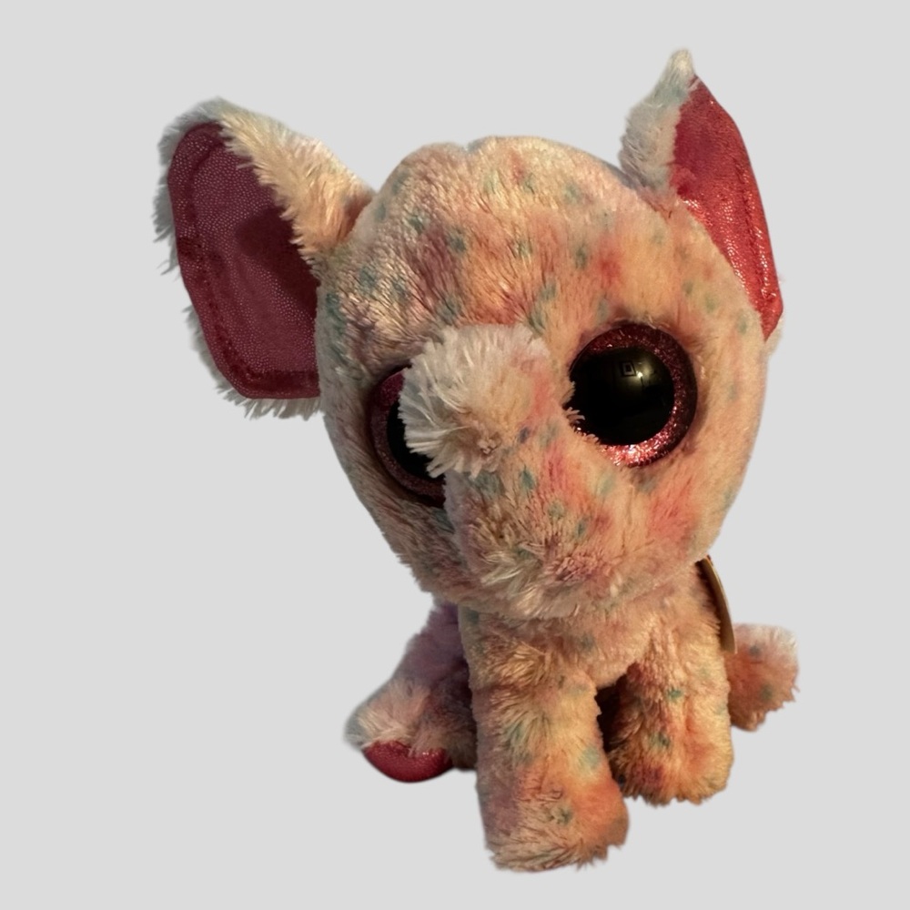 TY Beanie Boos 2014 Ellie Elephant Beanie Boo Plush Glitter Eyes  6” Tall